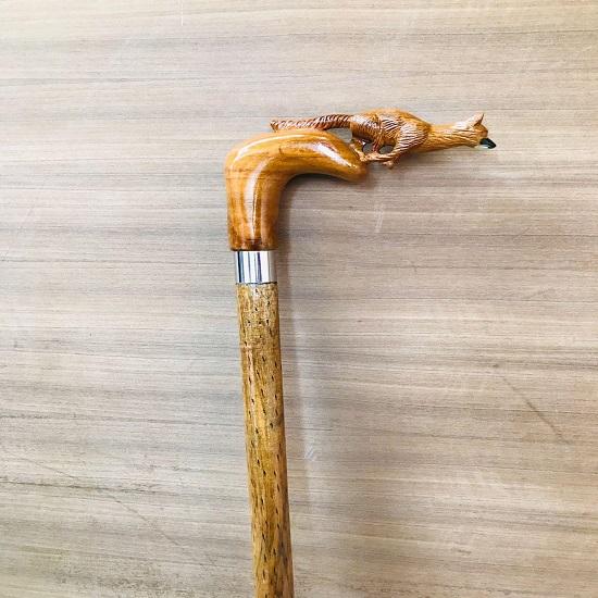 Wooden fox Head Walking stick Stylish and Durable Wooden Cane