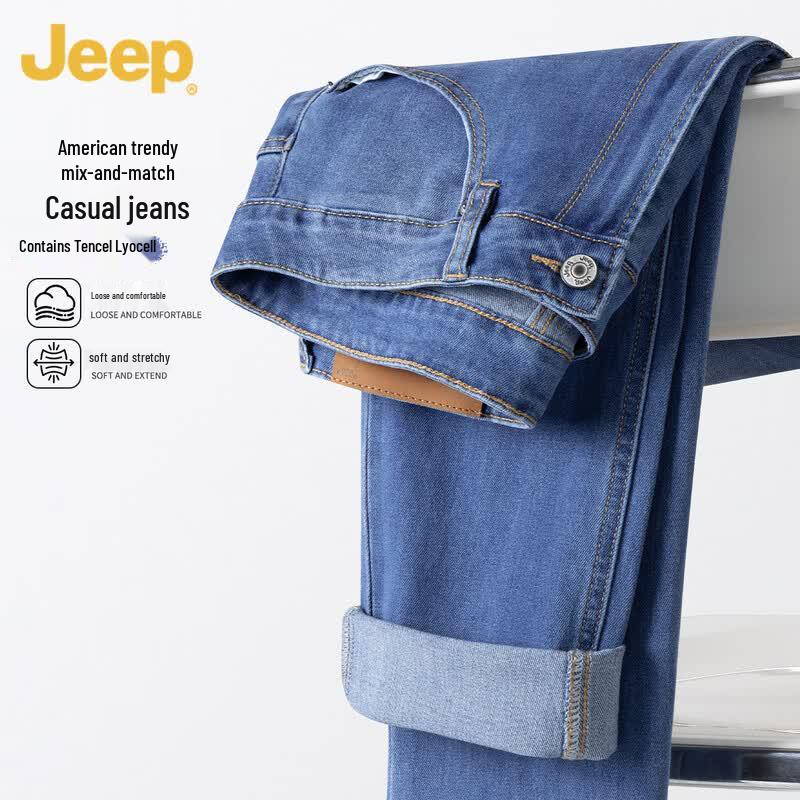 JEEP Men s Lyocell Blend Straight-Leg Denim Jeans 33