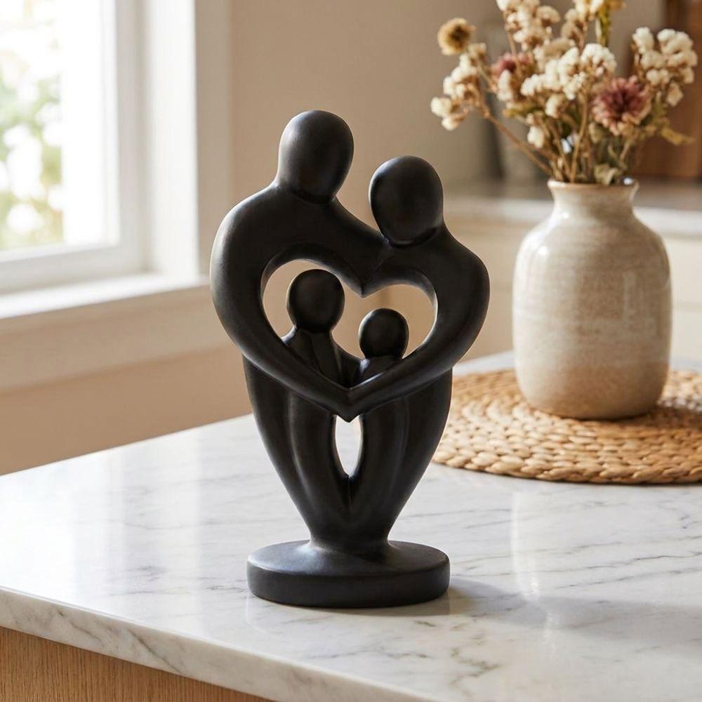 Plastic Abstract Family Sculpture Unique Parent-Child Figurine Bedroom Decor