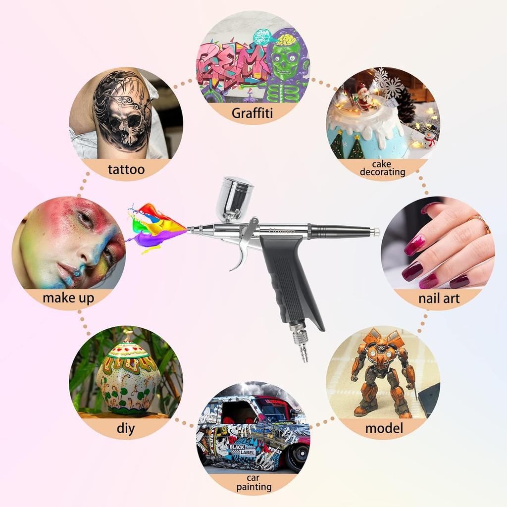 Uouteo Airbrush Trigger Gun Air Brush Gun with 0.3 Mm Needles 7CC &10 CC Cup for Painting