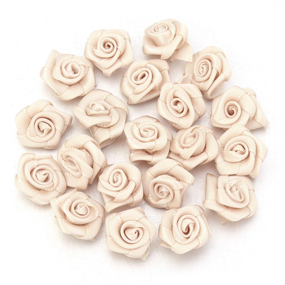 20pcs 1.5cm Polyester Rose Flowers Colorful Mini Artificial Flowers For Wedding Party DIY Wreath Clothing Headwear Decoration