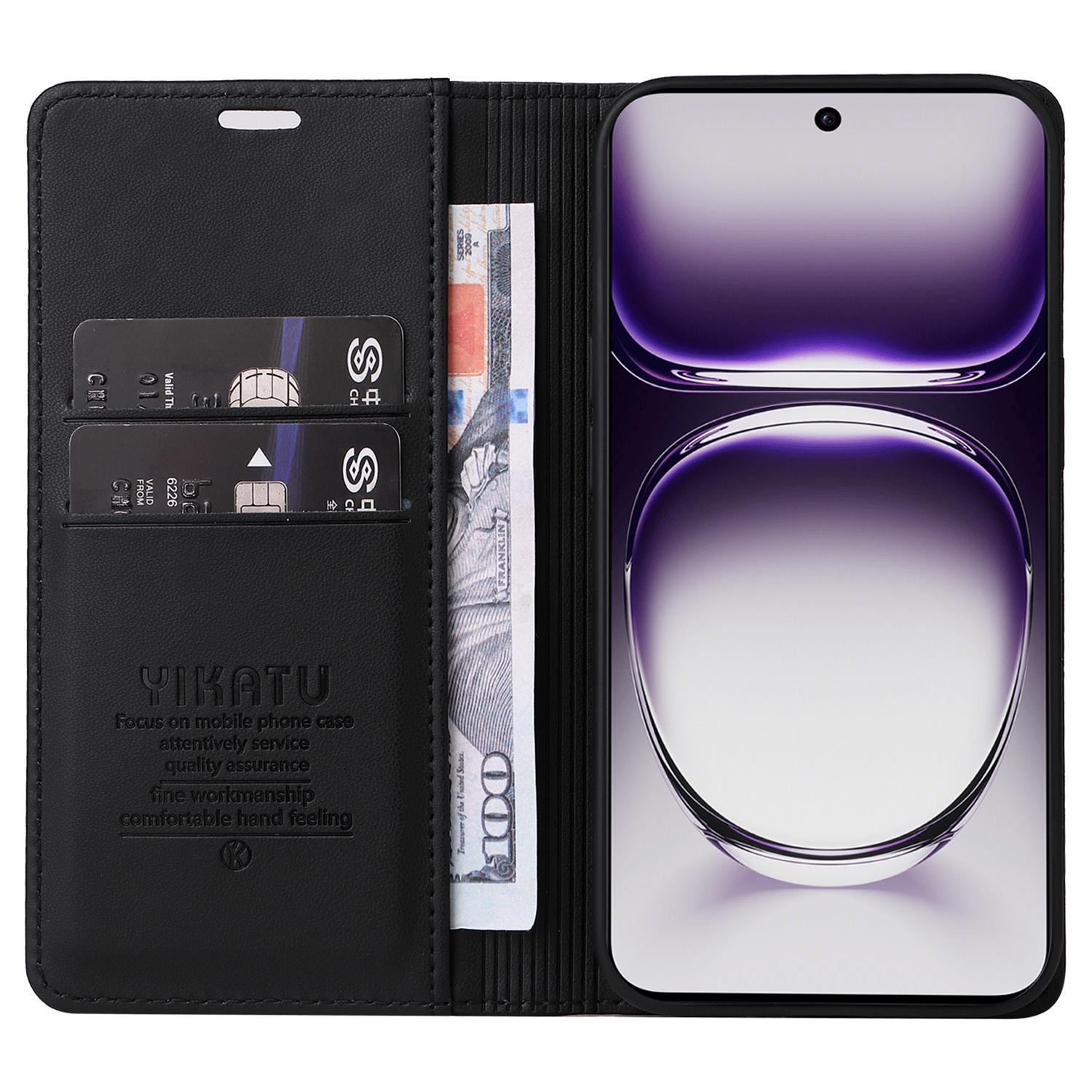 

YIKATU YK-001 For Oppo Reno12 Pro 5G (China)/(Global) Case Leather Magnetic Auto-absorbed Phone Cover Rose Gold