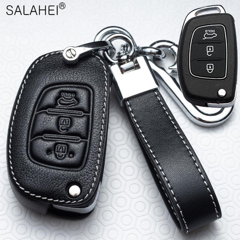 Leather Car Smart Key Cover Case Holder Protection For Hyundai Tucson Mistra Ix25 Ix35 I20 I30 I40 Hb20 Tm