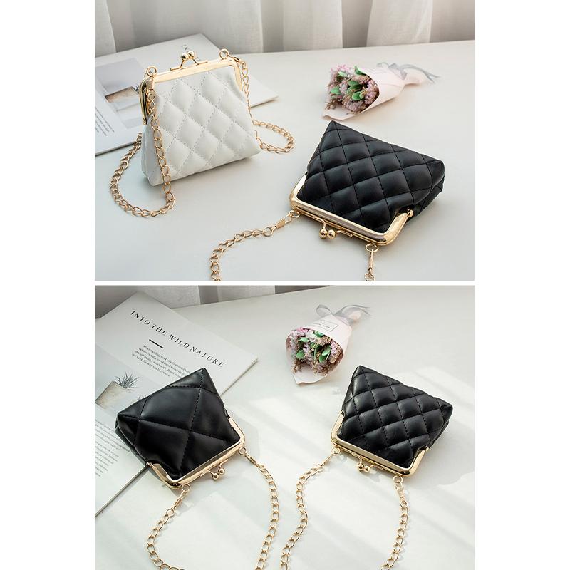 Single Shoulder Bag Diamond Lattice Embroidery Messenger Bag For Women Female Keys Coin Purse Pu Mini Handbag