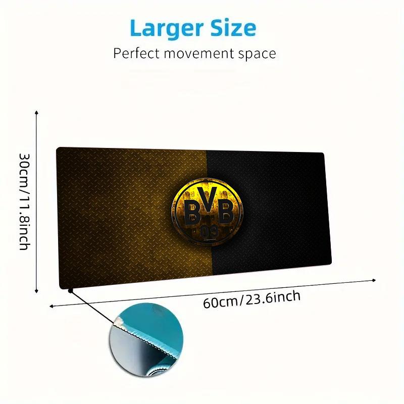 Podkładka pod mysz Borussia Dortmund, Duża mata na biurko do gier, Antypoślizgowa podkładka pod mysz XXL na laptopa i tablet, Mata do gry na mini PC ze zszywanymi krawędziami