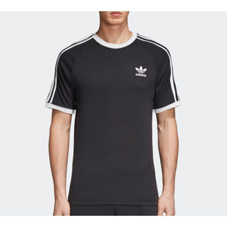 Adidas Originals Retro Stripe Slim Fit Logo T-Shirt V1 Men Tops Black CW1202