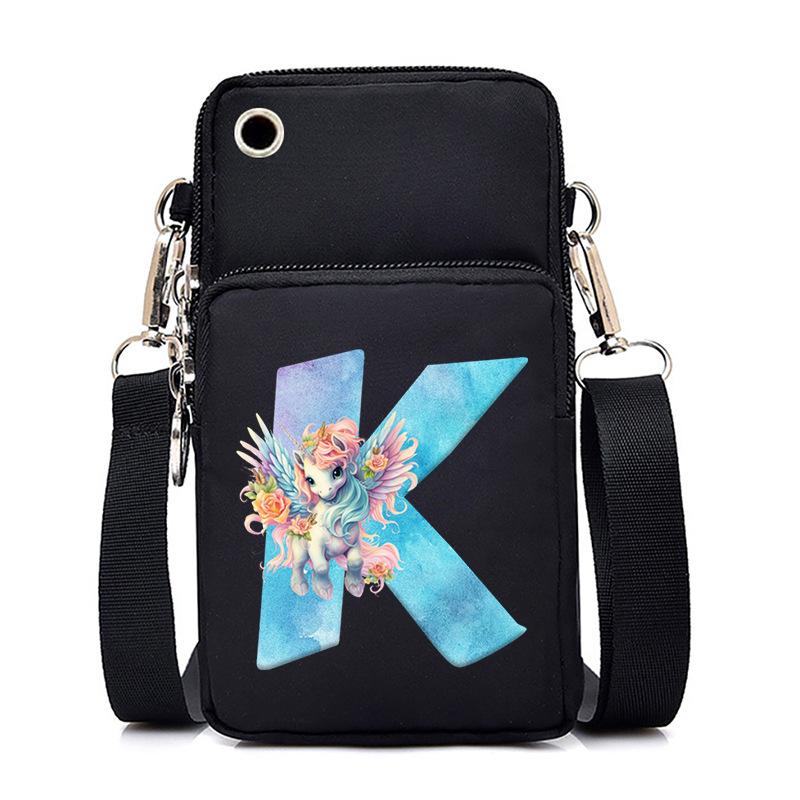 Sac de téléphone portable à imprimé lettre Licorne Léger à transporter Sac bandoulière multifonction