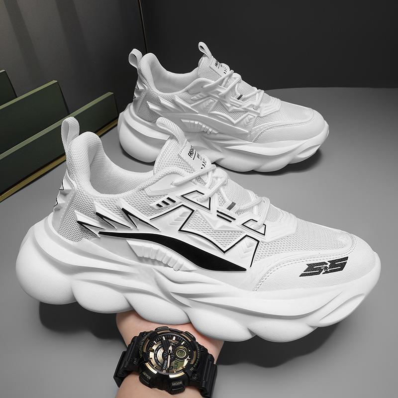 

Large size men s shoes mesh breathable thick sole men s sports shoes casual running little white dad shoes all black dad shoes 46 белый