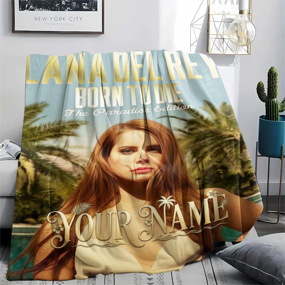 1PC Lana Del Rey Fan Art Custom Name Patterned Flannel Blanket Suitable For All Seasons For Home Decor Warmth And Comfort Gifts Holiday Present