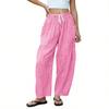 Women’s Loose Fit Plaid Drawstring Waist Wide Leg Pants with Large Side Pockets Casual Lightweight Trousers