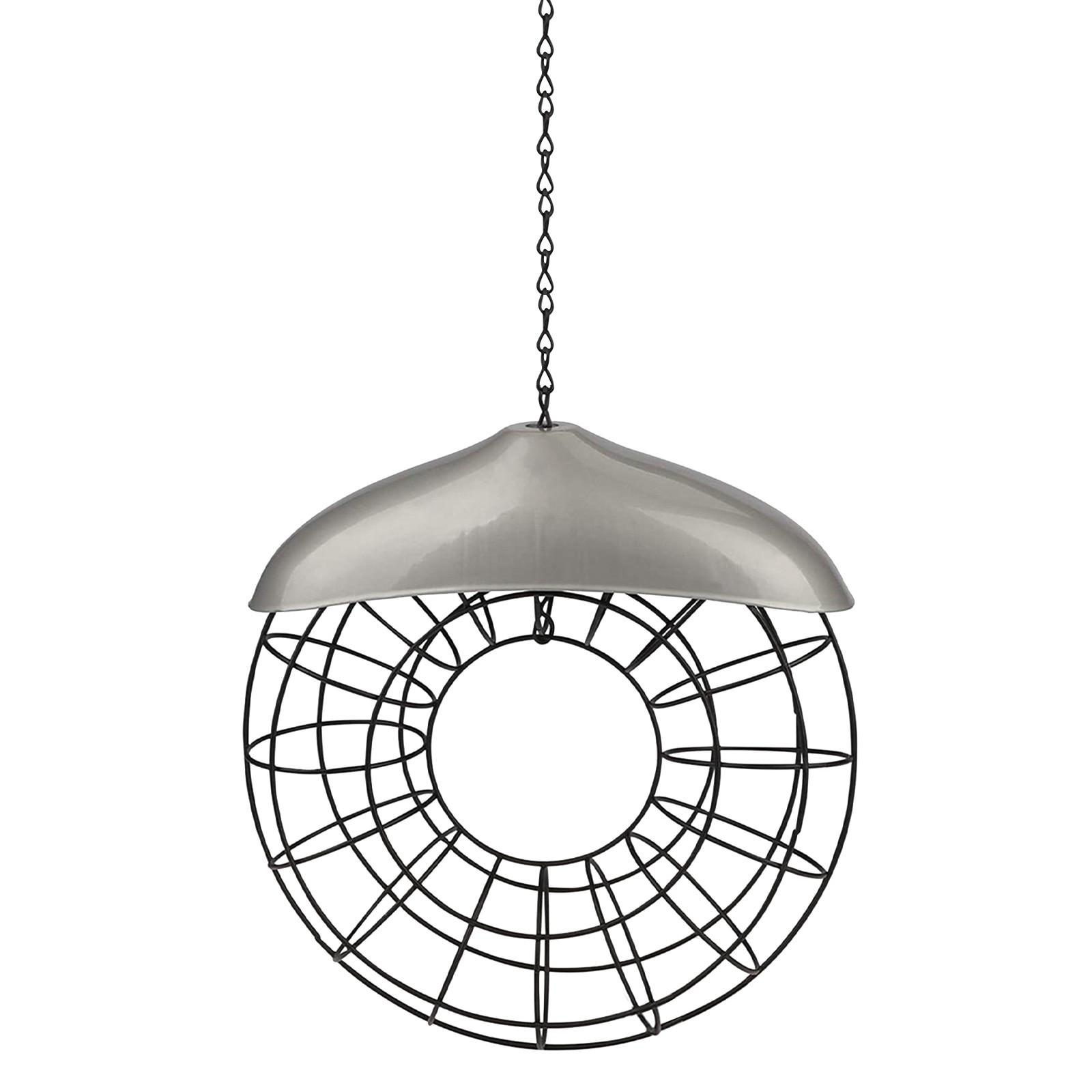 

Кормушка для птиц на открытом воздухе, металлическая подвесная моющаяся ветрозащитная кормушка для птиц One Size серебряный