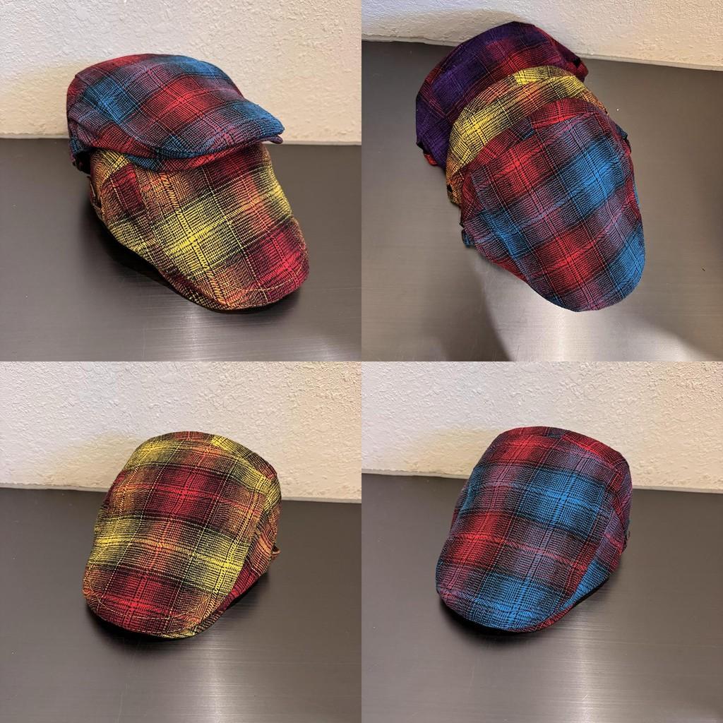Retro Check Artistic Pattern Cap For Women Winter Fashion Breathable Hat Warm
