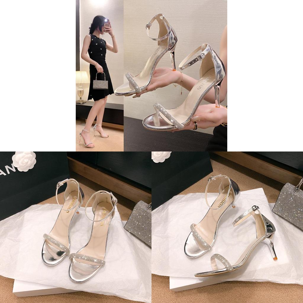 Euro Style High Heel Sandals With Water Drip Rhinestones For Summer Dressy Women