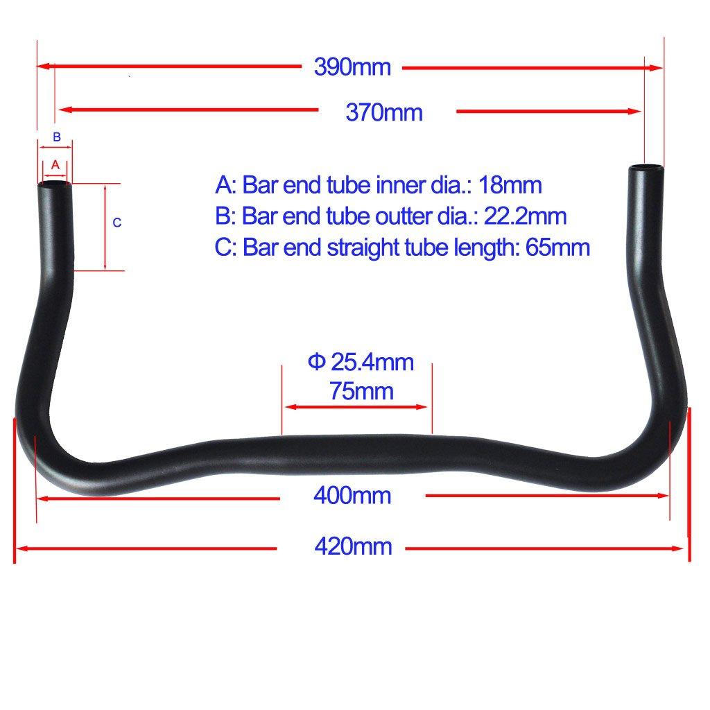 UPANBIKE Bullhorn Mountain Road Bike Lenker Fixed Gear Bike Schwarzer Lenker, Fahrrad, Lenker, 25.4mm, 37cm, Enden, Lenker,