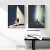 Vinatge Space Collage Night Sky Posters Canvas Painting Galaxy Moon Surrealism Wall Art Picture For Living Room Home Decoration