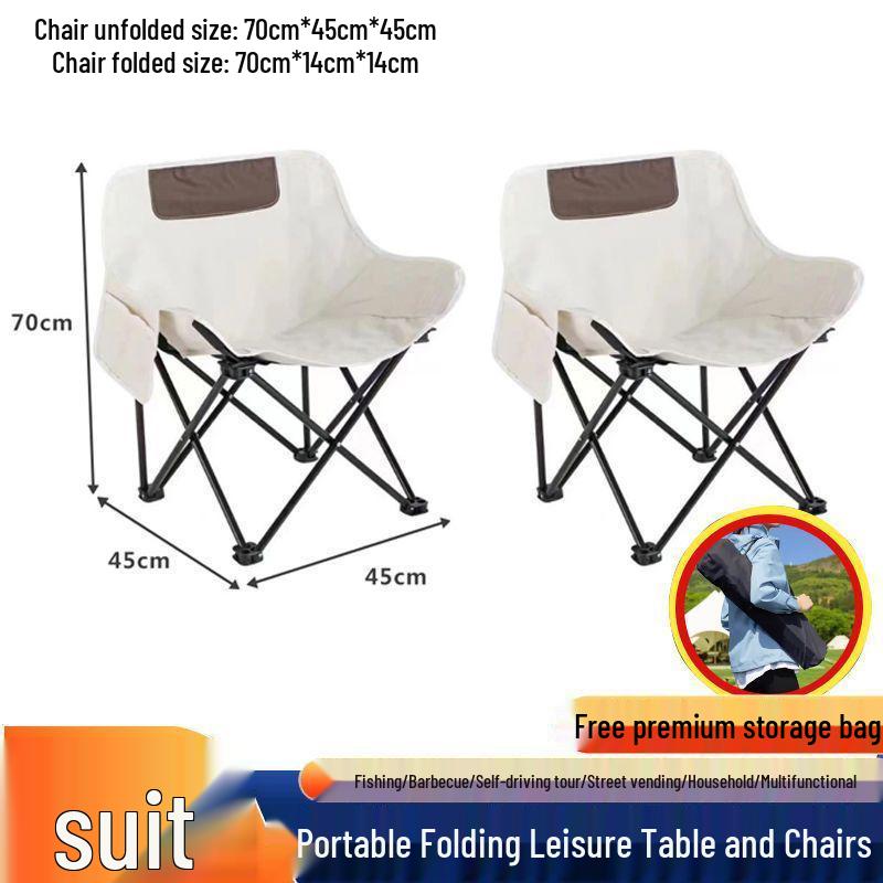 Portable Metal Folding Moon Chair with Backrest for Outdoor Camping and Picnics