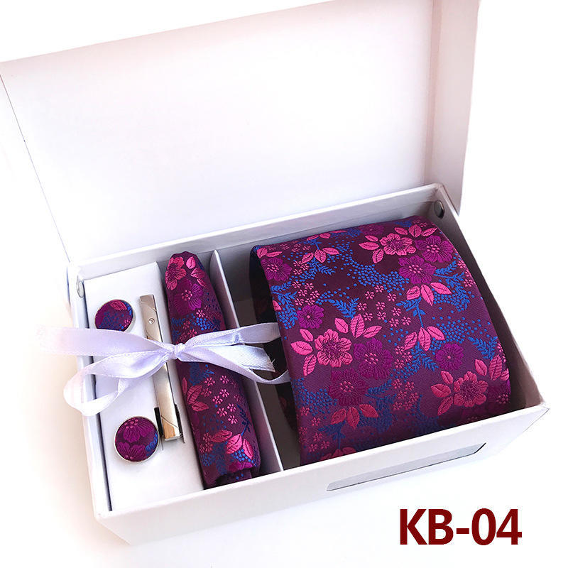 Men'S Tie Gift Box 6-Piece Set Big Flower Wedding Tie Set