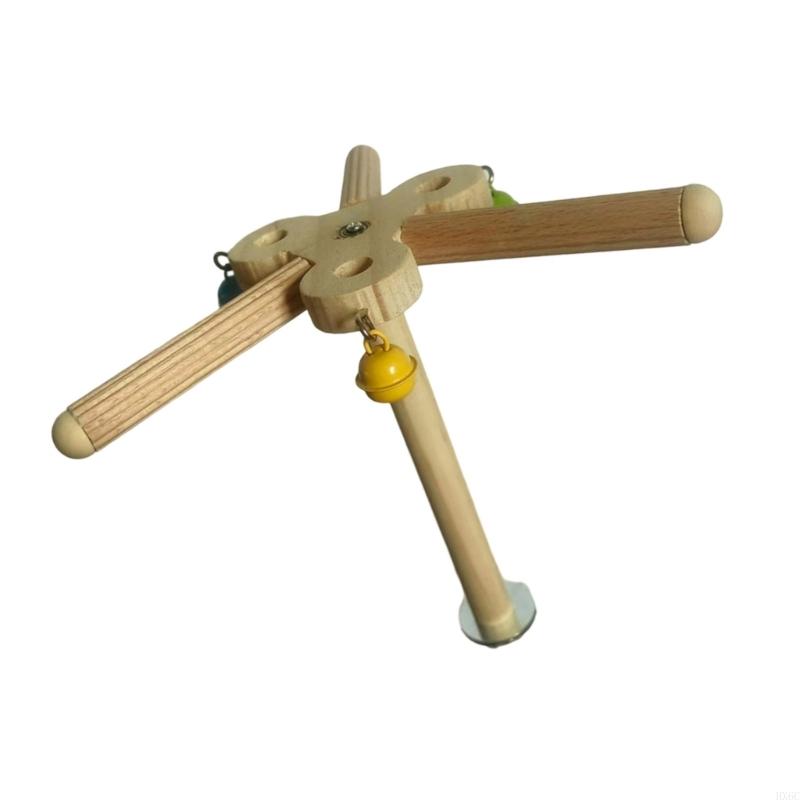 Rotating Bird Perch Toy For Small Parrots Exercise Stand Natural Windmill Chewable Decors Promotes Dental Health HX6C