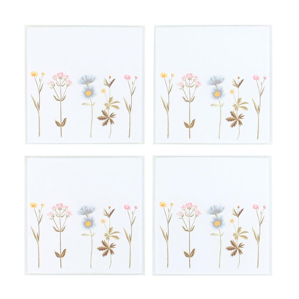 Something Different Blumen Untersetzer aus Glas (Packung mit 4)