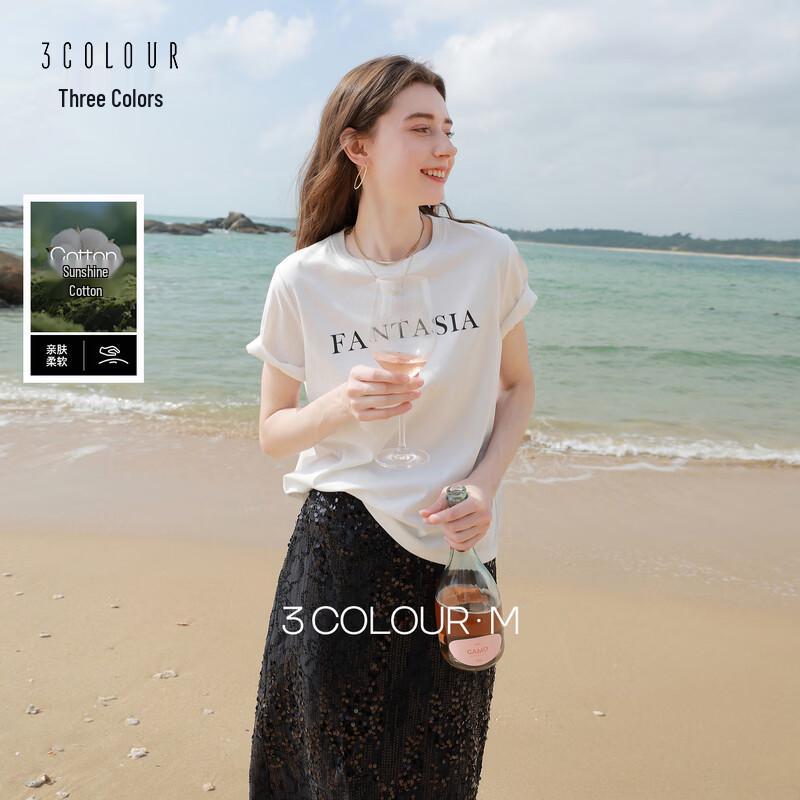Sancai Letter Print Round Neck T-shirt XL