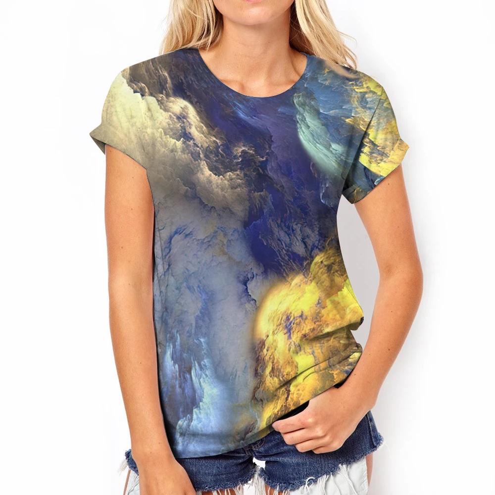 Summer Women's Elegant Personalized Cartoon Field Sunset 3D Printed Top T-shirt Women's Casual Fashion Short Sleeve Top