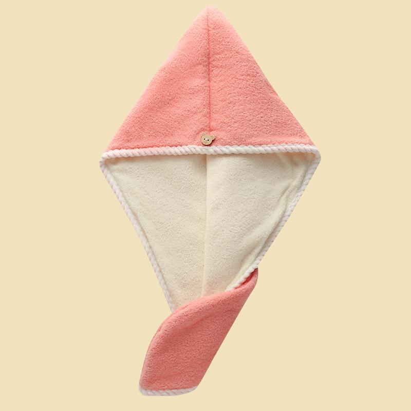 Ultra-Absorbent Microfiber Hair Towel - Double-Layered Quick-Dry Design - Ideal for Shower Gym Spa Use Coral fleece dry hair cap