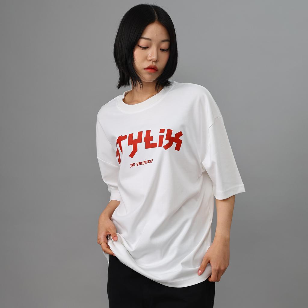 Seutailligseu Lettering B Pure Cotton Oversized Short Sleeve T-Shirt 4 Colors