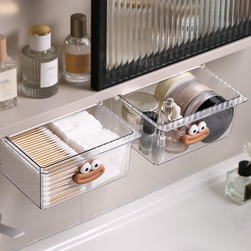 Schubladenstil Große Aufbewahrungsbox Schrank Transparentes Großmaul Cartoon Wattestäbchen Make-up-Baumwolle Badezimmer Ausziehbarer Aufbewahrungsregal