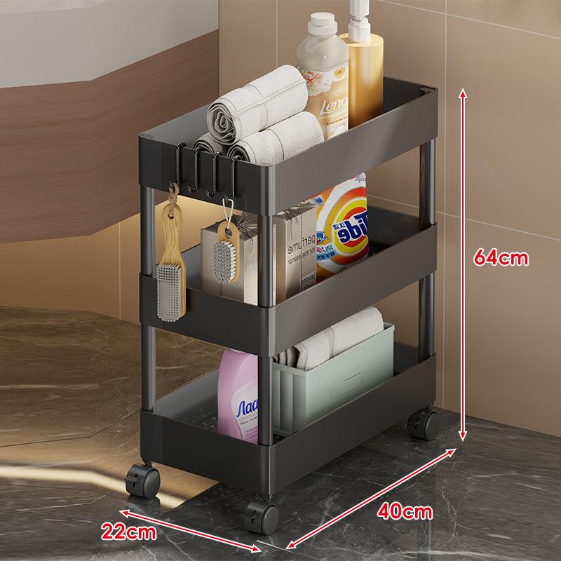 Compact Bathroom Trolley: Slim Floor-Standing Storage Rack for Narrow Spaces and Toilet Side