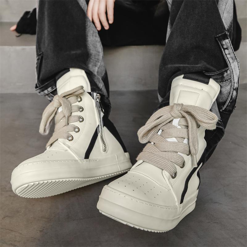 Hoge Sportschoenen Vetersluiting Leren Enkellaarzen Mannen Skateschoenen Basketbal Sneakers 39-44 Mannen Casual Luxe Sneakers