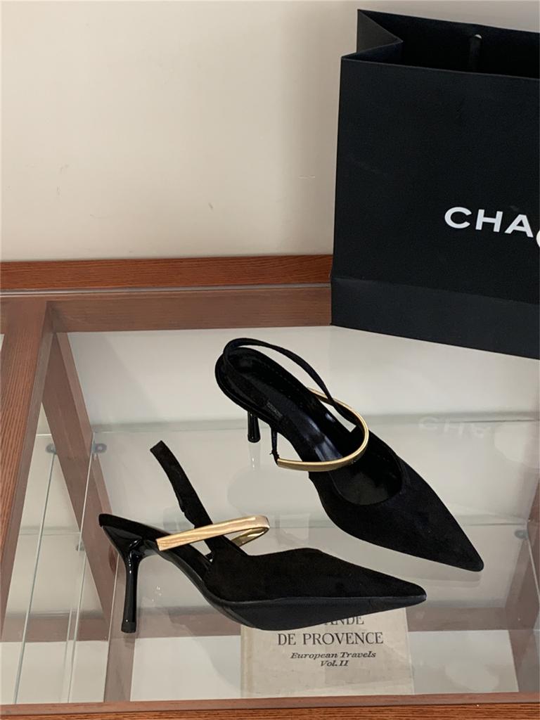 Pointed Leopard Print Bag Head Rear Empty Sandals Women'S Summer Thin Heel High Heel Single Shoes Versatile Suede Women'S Shoes