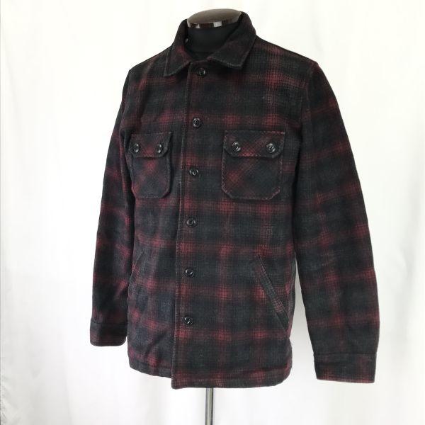 R.P.T RUPERT Wool Check CPO Jacket Shirt Men L Red Black Jacket Jumper cBH619(USED)