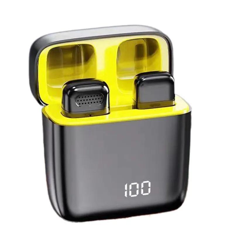 2In 1 Wireless Lavalier Microphone Lapel Mic With Digital Display Charging Case For Type C Recording Intelligent Noise Reduction Audio Video Recording