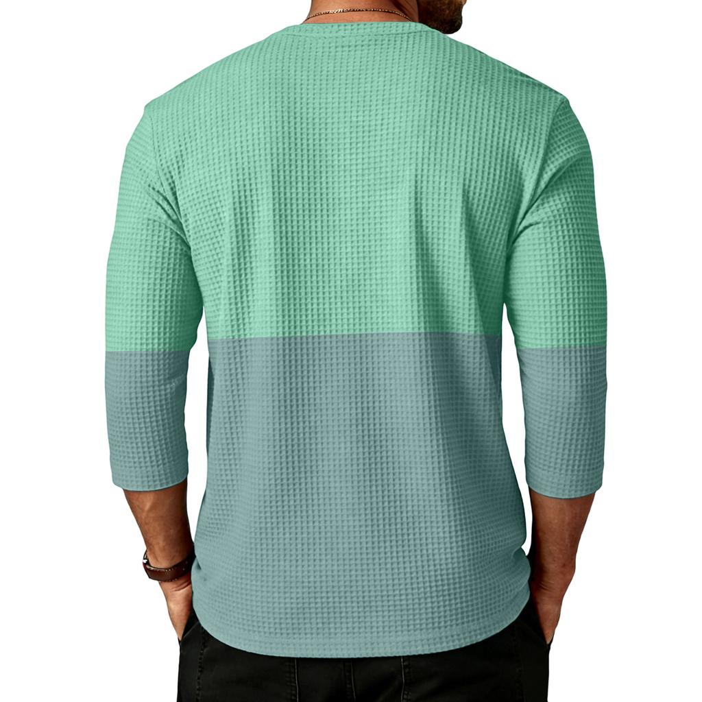 Men's Sports Leisure Waverg Round Neck Three-Quarter Sleeves T-Shirt