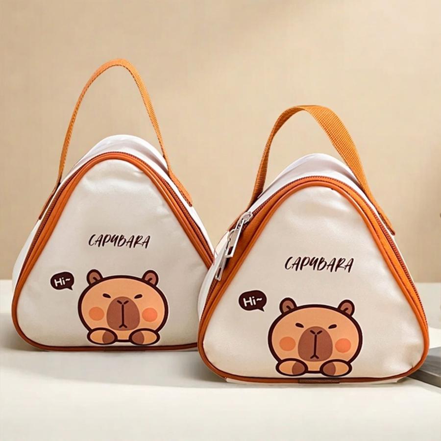 Cute Capybara Mini Oxford Insulated Lunch Bag Kid Student Portable Bento Box Storage Bag Waterproof Food Thermal Bag Cooler Bag