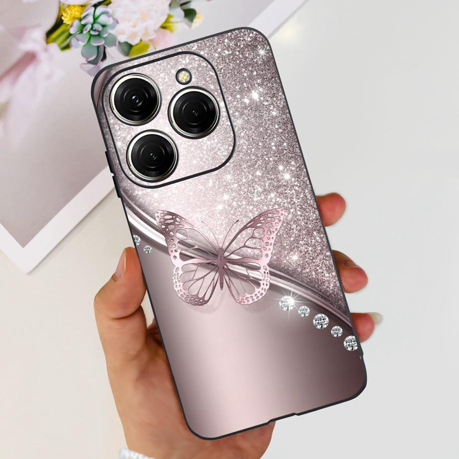 For Tecno Spark 20 Pro Case Liquid Silione Soft TPU Matte Cover Phone Mask On Spark20 20Pro 4G Luxury Pattern Cat Flower Cartoon