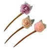Hair Stick 3D Mesh Yarn Rose Flower Decor Bun Hair Stick Easy to Wear Hair Organizer Clip Hair Styling Accessory