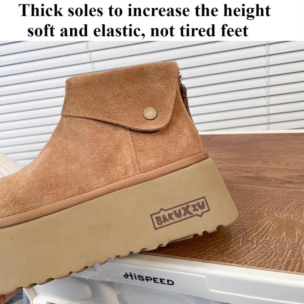 Dam Vintervarma Snökängor i Stora Storlekar Vadderat Foder Ankelkängor Läder Pälsintegration Halkfria Vandring Sport Martin Kängor