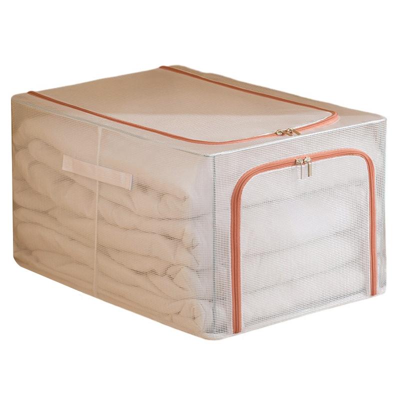 

49L Clothes Storage Box Transparent PVC Metal Frame Wardrobe Closet Organizer A
