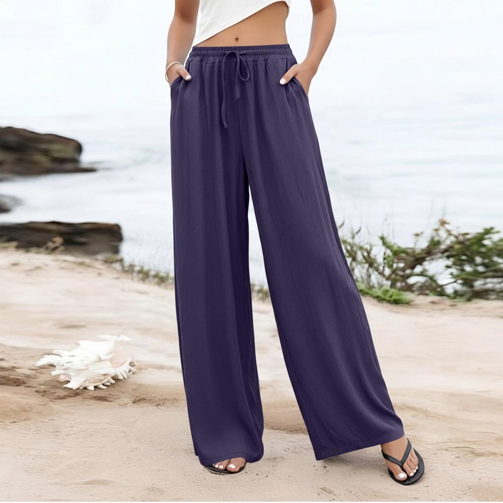 Damen Palazzo-Hose, Sommer, lässig, fließend, weites Bein, Strand, Reisen, Urlaub, Outfits