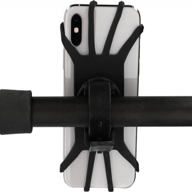 Bike Phone Holder Silicone 360° All-Side Protection for Bicycle Motorcycle Easy Mount Black 1-Pack