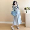 2025 Spring Maternity Lace V-Neck Dress & Knit Cardigan