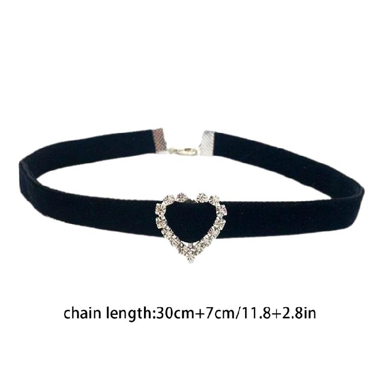 Aesthetic Heart Collar Chain Necklace Velvets Choker Soft Velvets Heart Choker