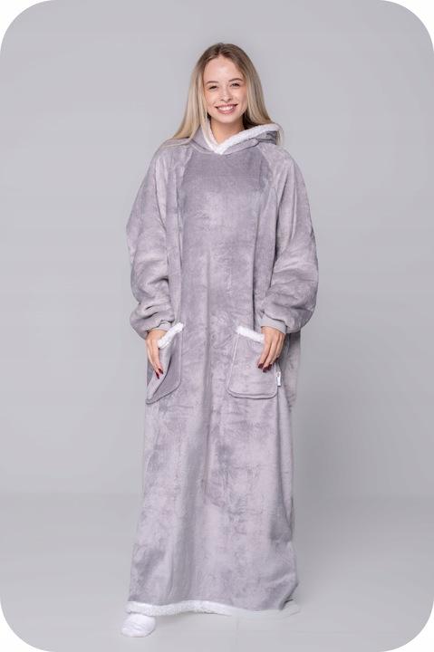 Decke Oversize Pullover Warm Dicke Deckenpullover 2in1 XXL Grau Fell [Kb-Xl1]