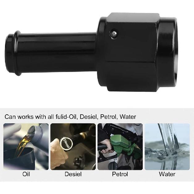 6AN Female to 3/8" Barb Straight Swivel Fitting Adapter Aluminum Black 4Pcs