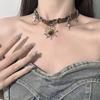 Retro Brown Opal Sun Pendant Necklace for Men Women Hip Hop Crystal Cross Leather Patchwork Necklace Grunge Party Jewelry