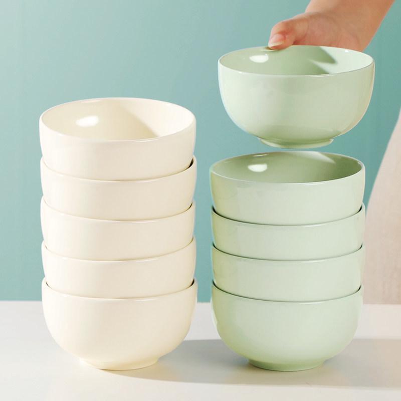 10-Piece Contrasting Color Bowls: Cream Style, Creative Rice, Soup, Fruit, and Noodle Bowls for Home.