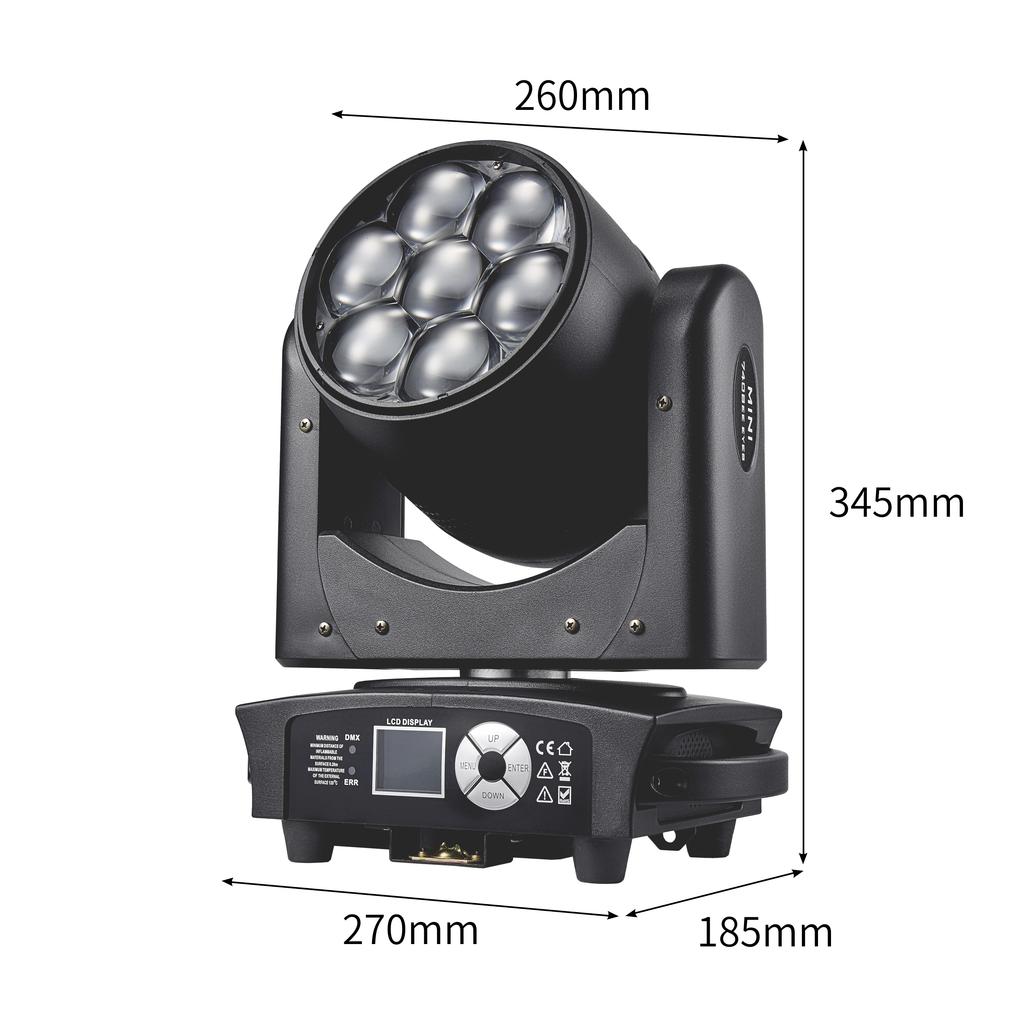 Mini 7x40W Full Colors RGBW 4in1 Bee Eye LED Moving Head Light DMX Stage Wash/Beam /Zoom Effect Disco Party Lamp