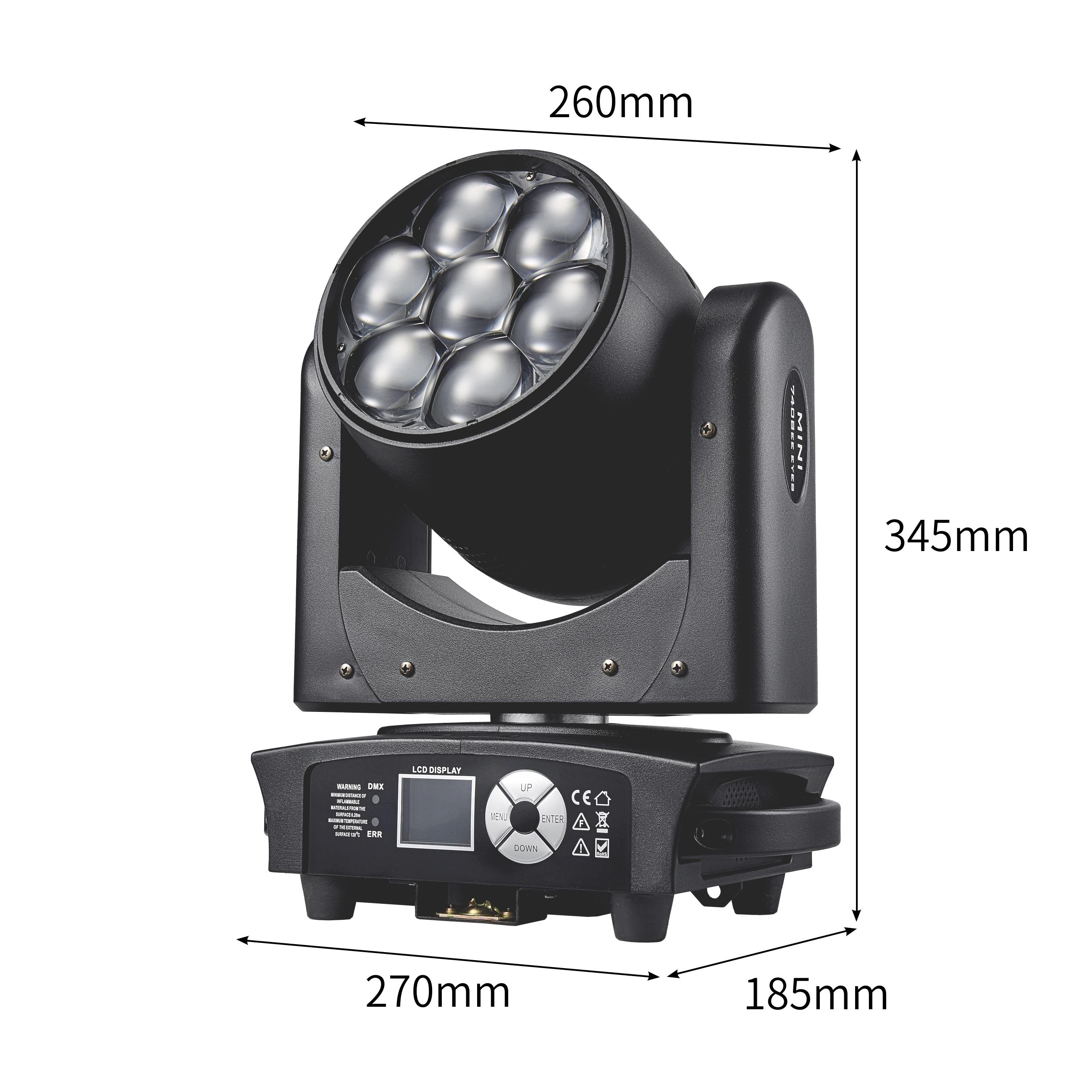 

Mini 7x40W Full Colors RGBW 4in1 Bee Eye LED Moving Head Light DMX Stage Wash/Beam /Zoom Effect Disco Party Lamp UK Plug чёрный