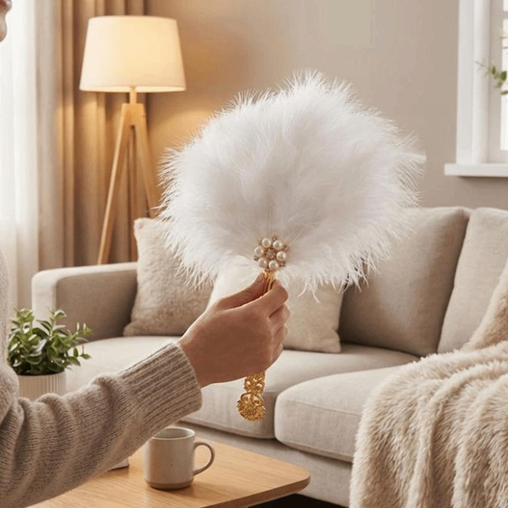 Exquisite Pearl Portable Fan Fairy Style Chinese Style Fan Creative Dance Fan  Party Props